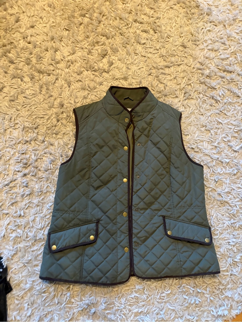 G.H. Bass & Co. Quilted Olive Green Vest with Dark Trim